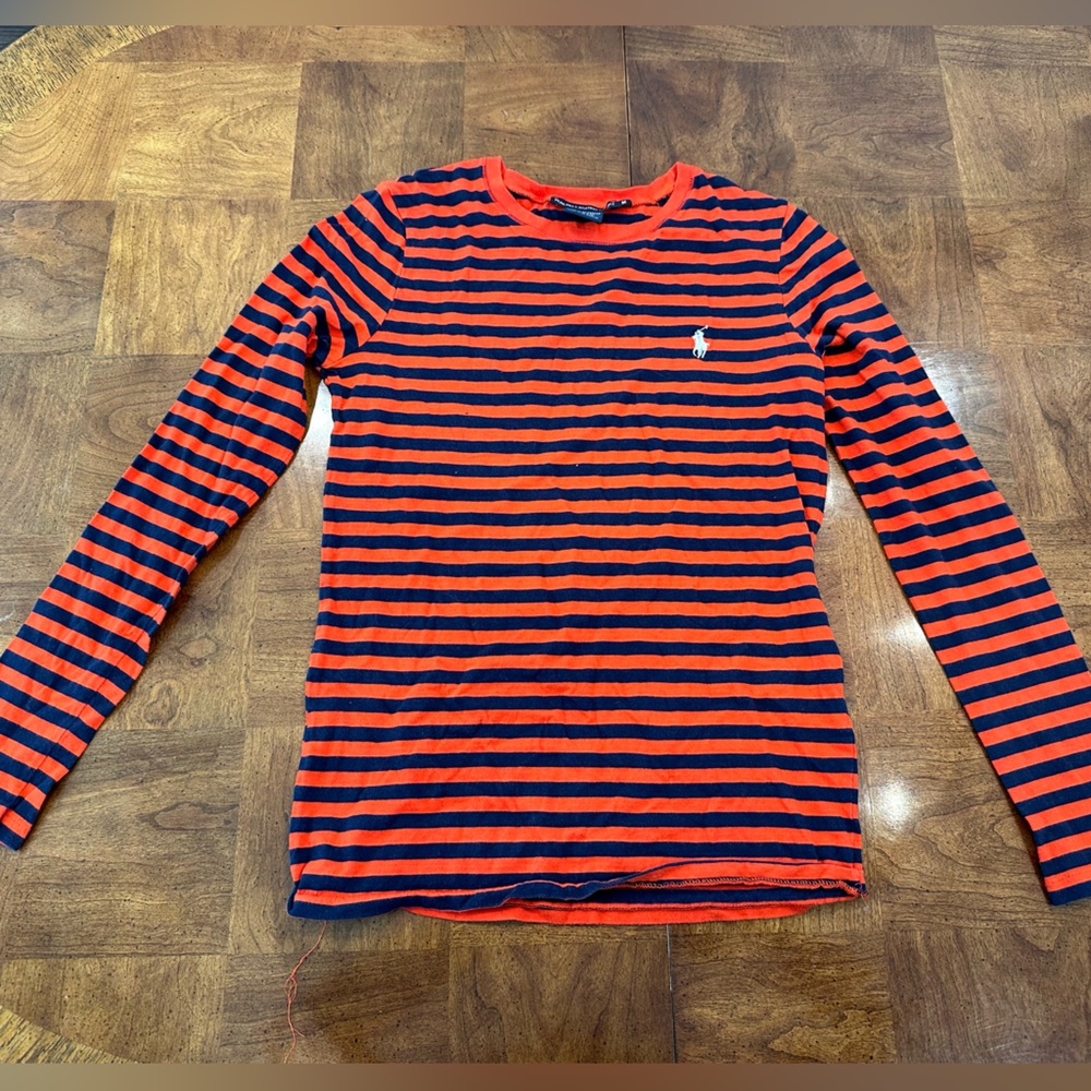 Women’s Orange and Blue long sleeve Polo T-Shirt